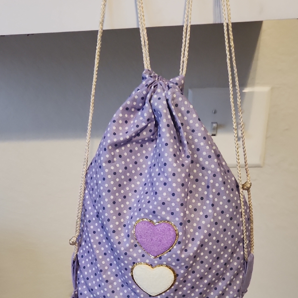 Purple Polka Dot Drawstring Bag